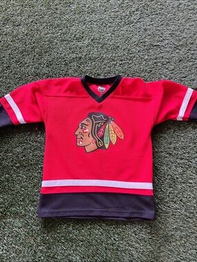 NHL Red Kids Hockey Jersey with Black & White Trim and Team Crest